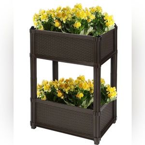 Garden Beds Pots Planter Stackable Plastic Plants Flowers Vegetable